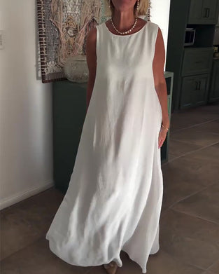 Kjole Ærmeløs Løs Draperet Lang