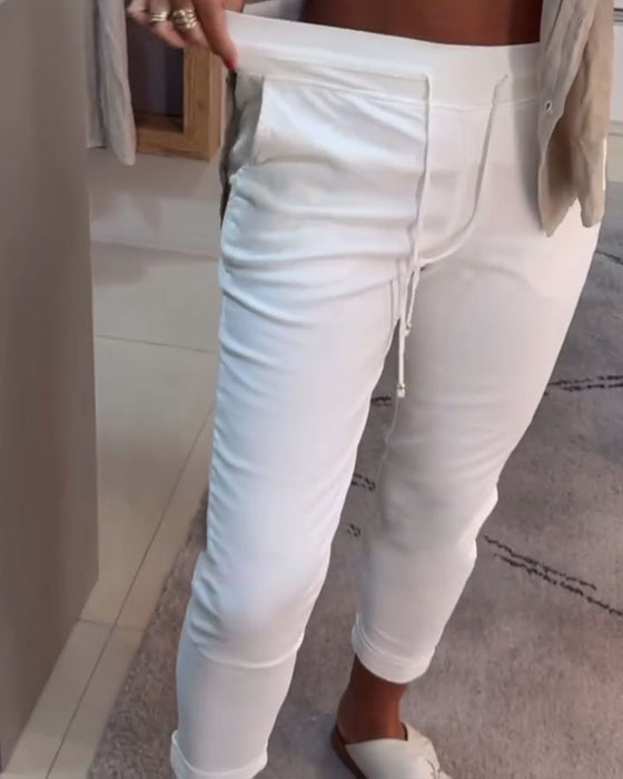 Tætsiddende Bukser Afslappet Med Snøre