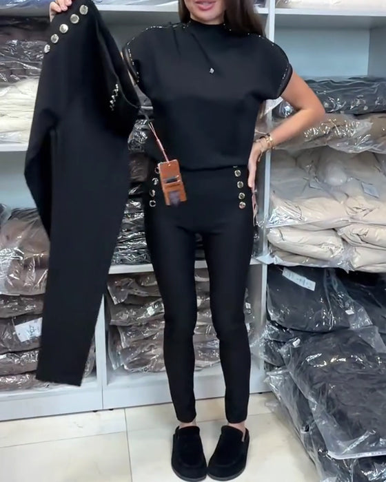 Stilfulde Bukser Med Knaphulsåbning Og Stretch