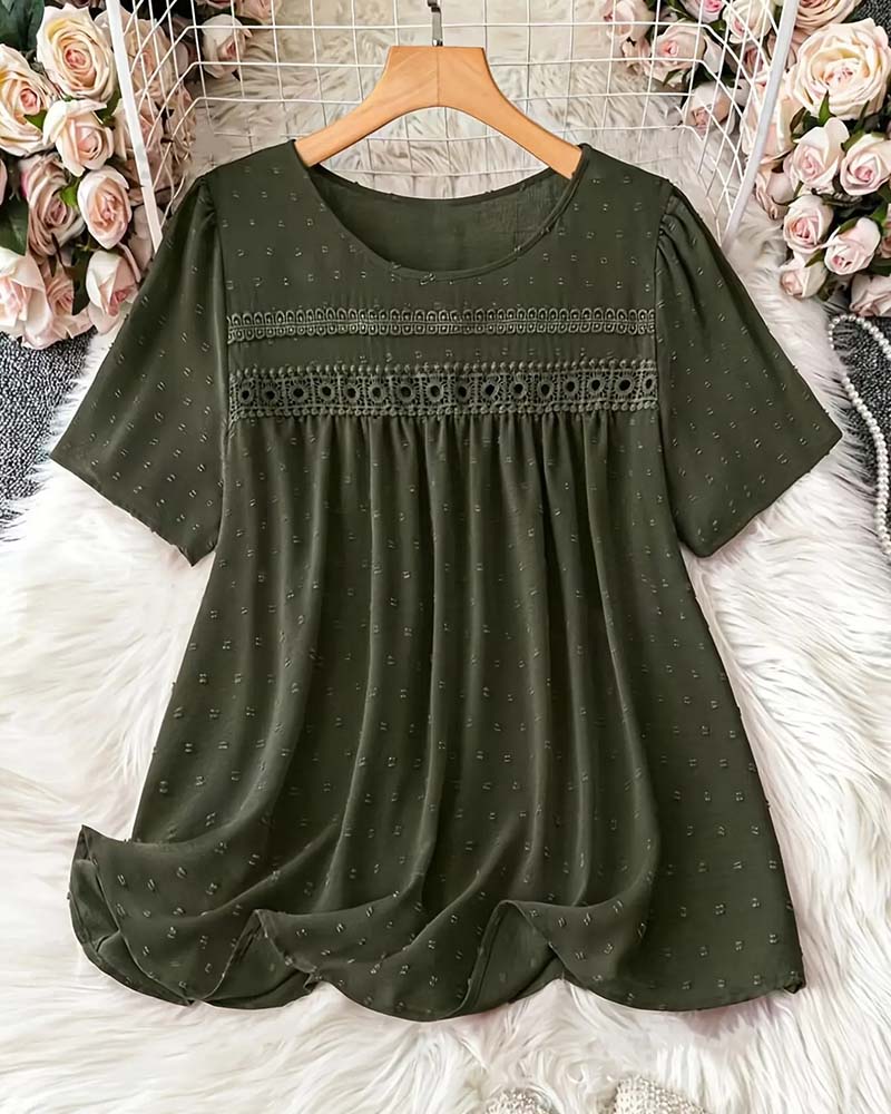 Bluse Rundhalset Mode Casual