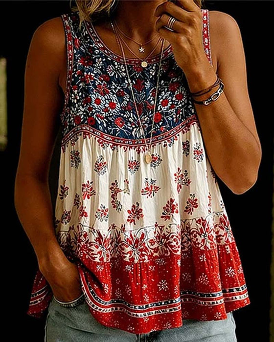 Tank Top Ærmeløs Rundhalset Bohemian
