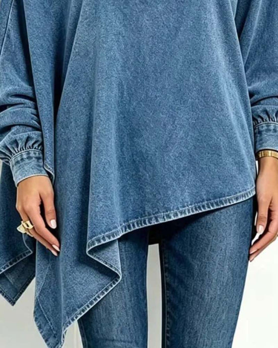 Bluse Off-Shoulder Uregelmæssig Casual