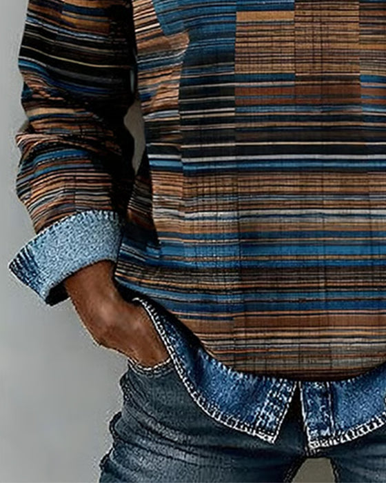 Top Denim Patchwork Stribe Vintage
