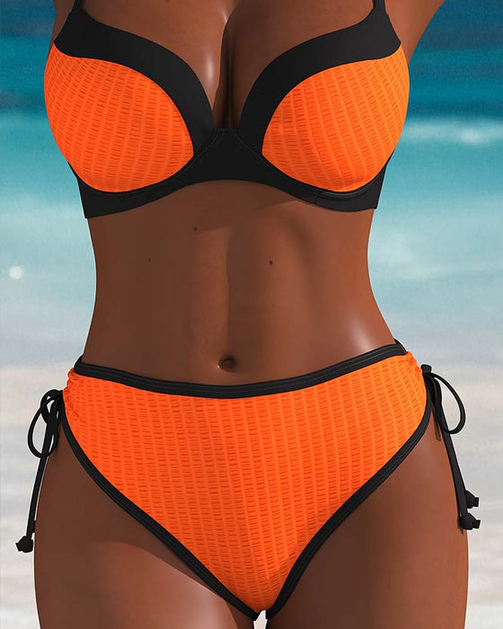 Bikini Kontrastfarve Push-Up Snøre