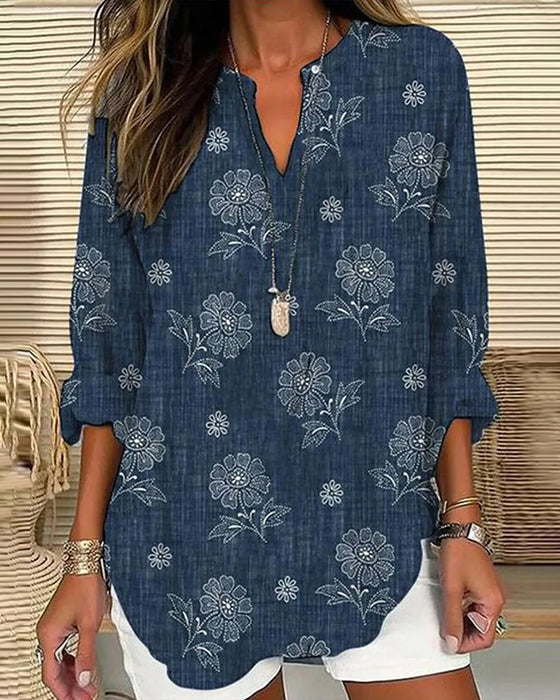 Casual bluse med blomsterprint