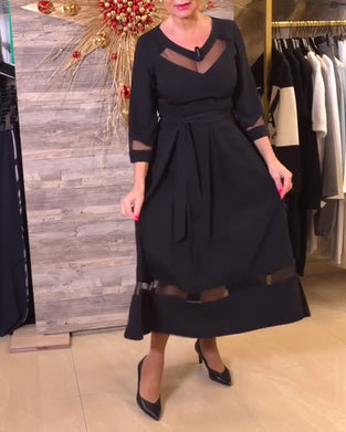 Kjole mode v-hals mesh syninger