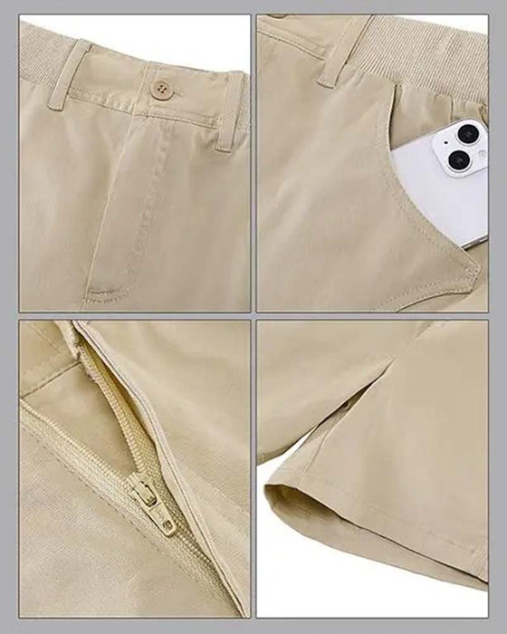 Shorts Med Lommer Knap Ensfarvet