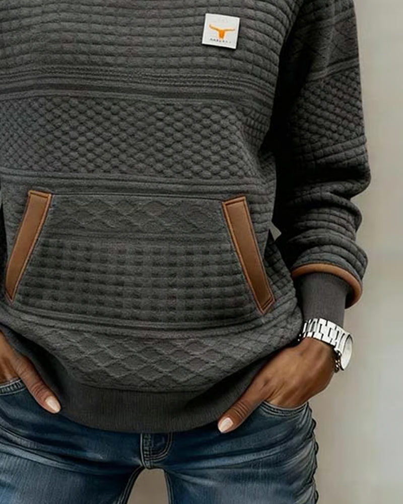 Sweatshirt Med Rund Halsudskæring Og Farveblokning