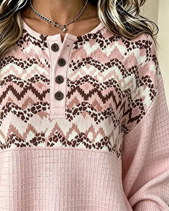 Sweatshirt Rund Hals Vaffel Afslappet