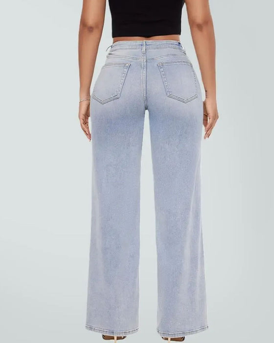 Jeans Høj Talje Bredt Ben