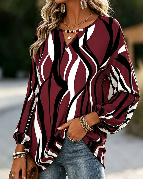 Bluse V-Hals Linje Bobble Ærme