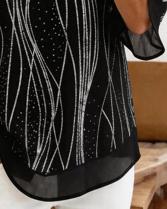 Bluse Mode Tryk Rund Hals Afslappet