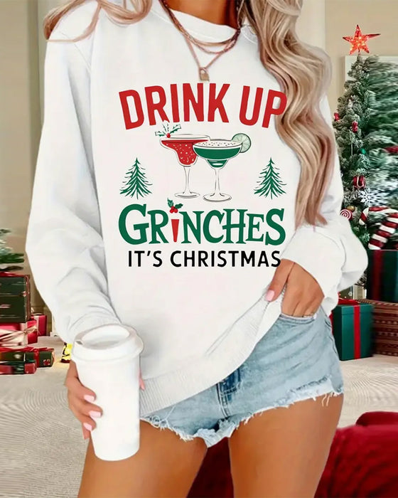 Sweatshirt Rund Hals Trykt Vinglas