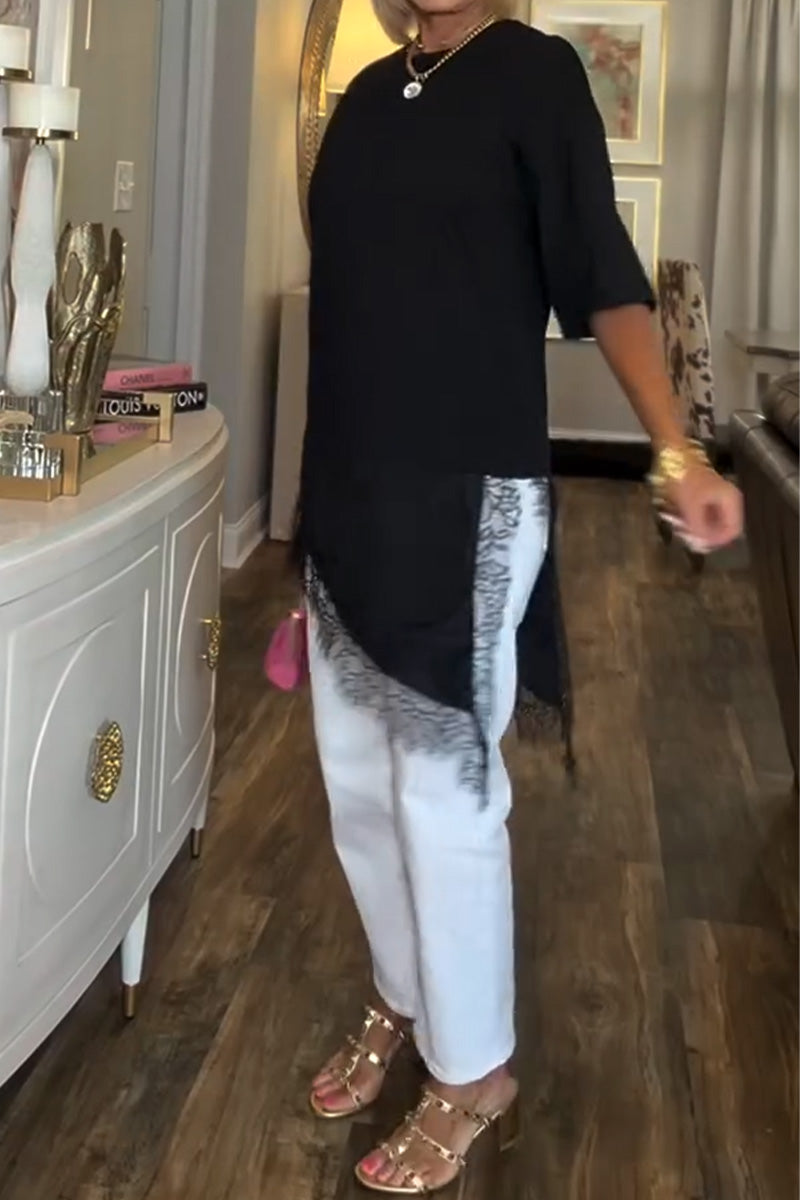 Bluse Blonder Splejsning Uregelmæssig Mellemlang