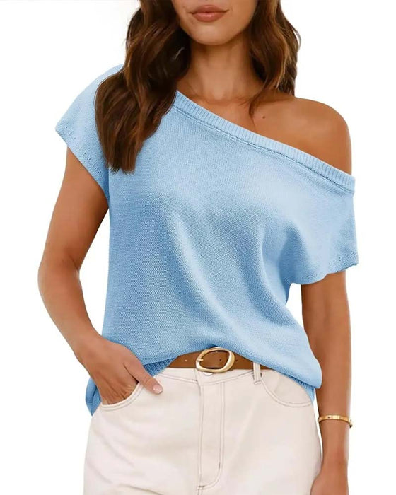 Pullover Off-Shoulder Kort Ærme