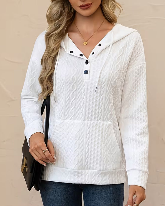 Hoodie I Enfarvet Knaphul Jacquard