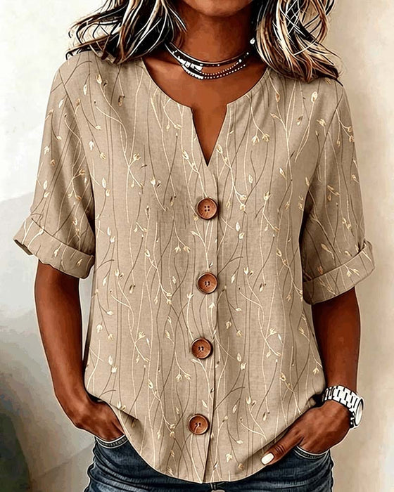 Bluse Mini V-Hals Knap Casual