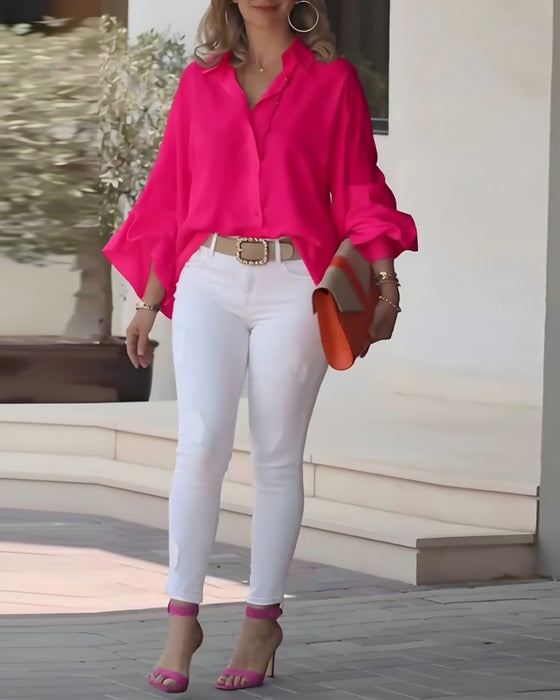 Skjorte Pufærme Elegant Med Krave