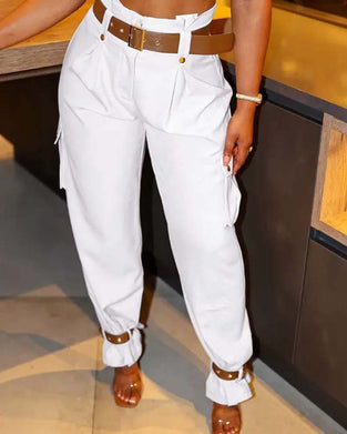 Hvide cargobukser med brede ben