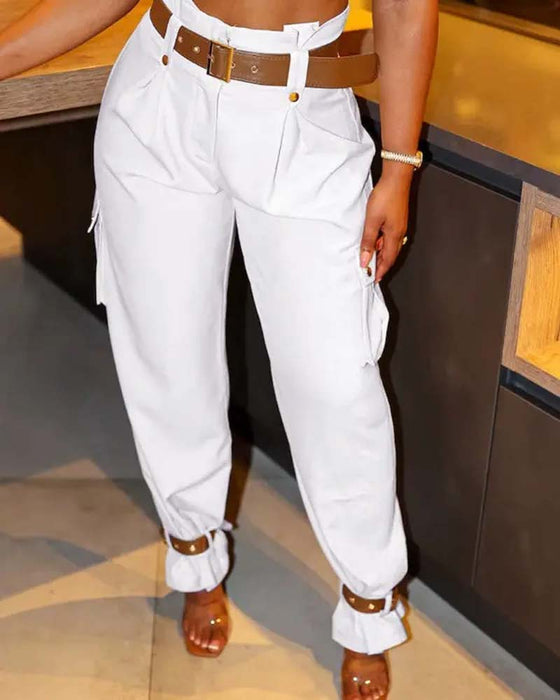 Hvide cargobukser med brede ben