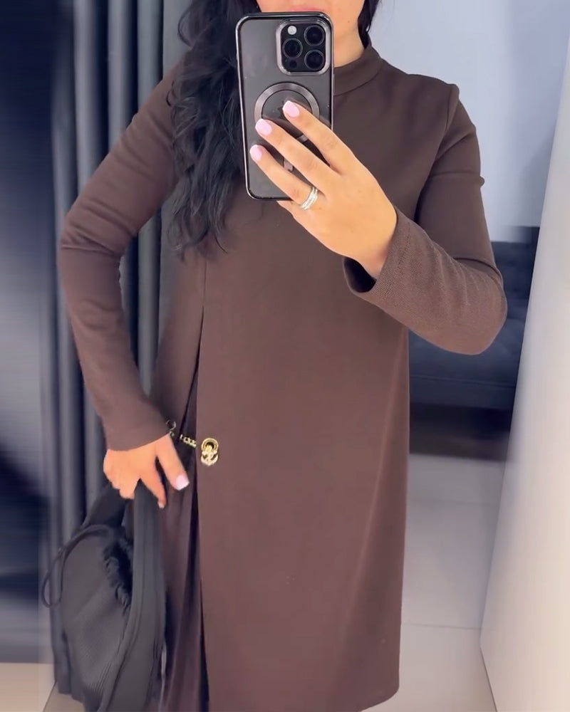 Elegant Kjole Med Malet Patchwork