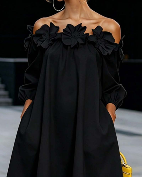 Kjole Off-Shoulder Blomstret Accent