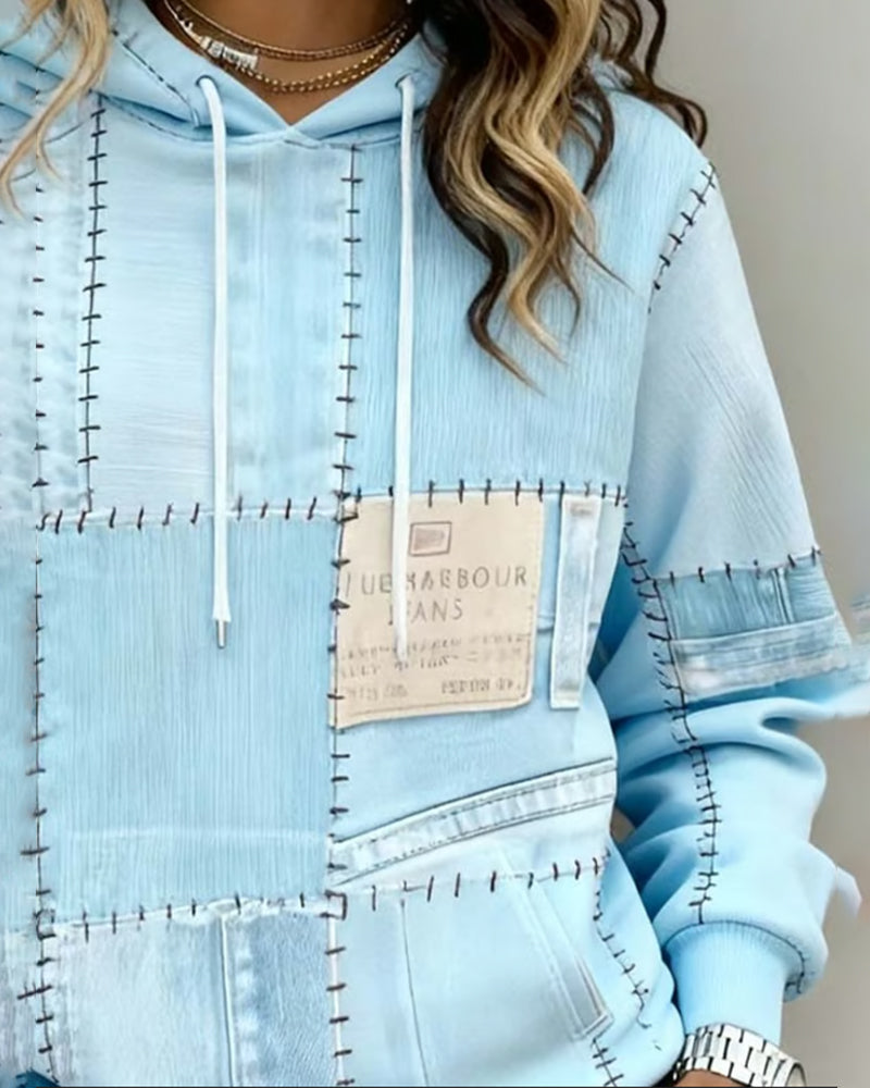 Løstsiddende Hættetrøje Med Farveblokning