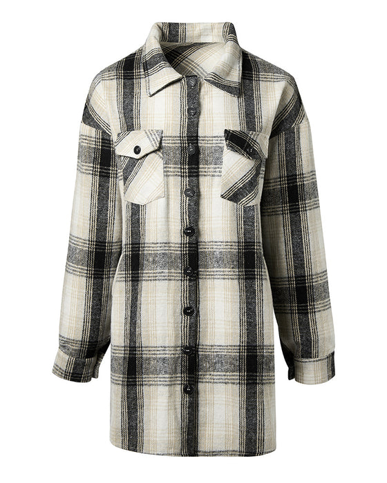 Lang ternet skjorte med lommer