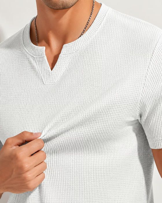Herre T-Shirt Med Vaffelmønster Hverdag