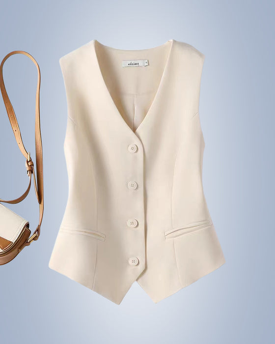 Ensfarvet temperament vestjakke til kvinder