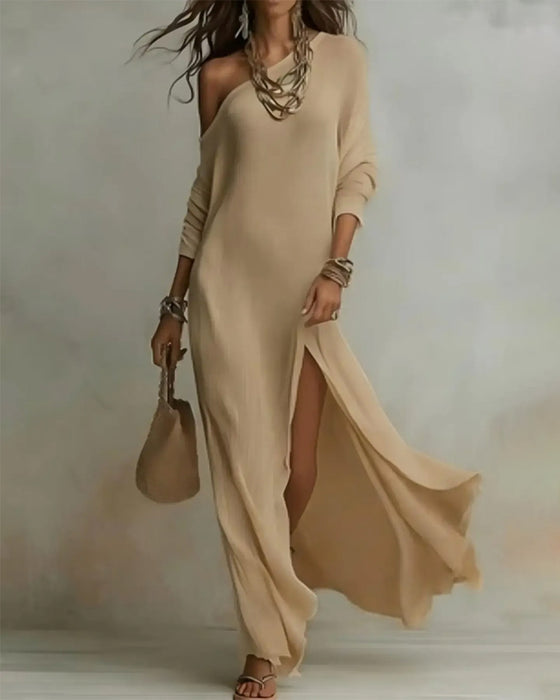 Kjoler Off-Shoulder Kortærmet Slids Lang