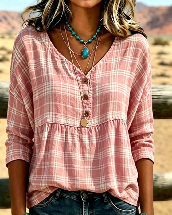 Bluse Vintage ternet V-Hals