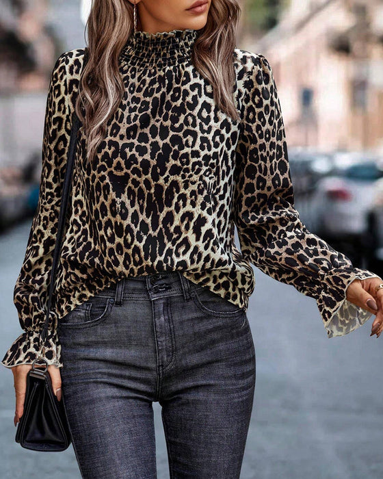 Langærmet Top Med Leopardprint