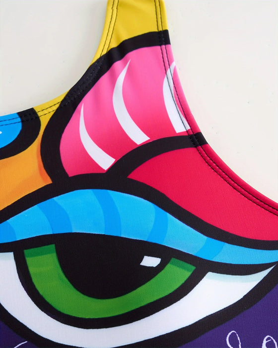 Badedragt Ærmeløs Trykt En-Del