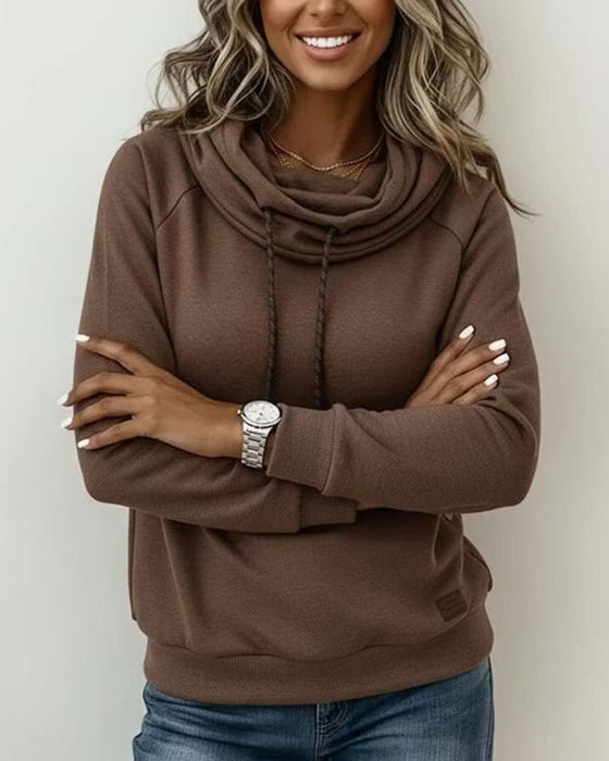 Sweatshirt Mock Hals Bindebånd Casual Pullover
