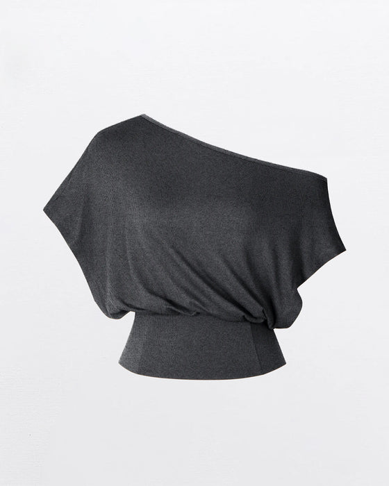 T-Shirt Asymmetrisk Kant Tætsiddende Flagermus