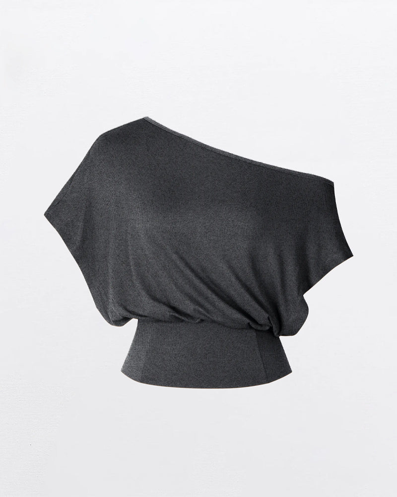 T-Shirt Asymmetrisk Kant Tætsiddende Flagermus