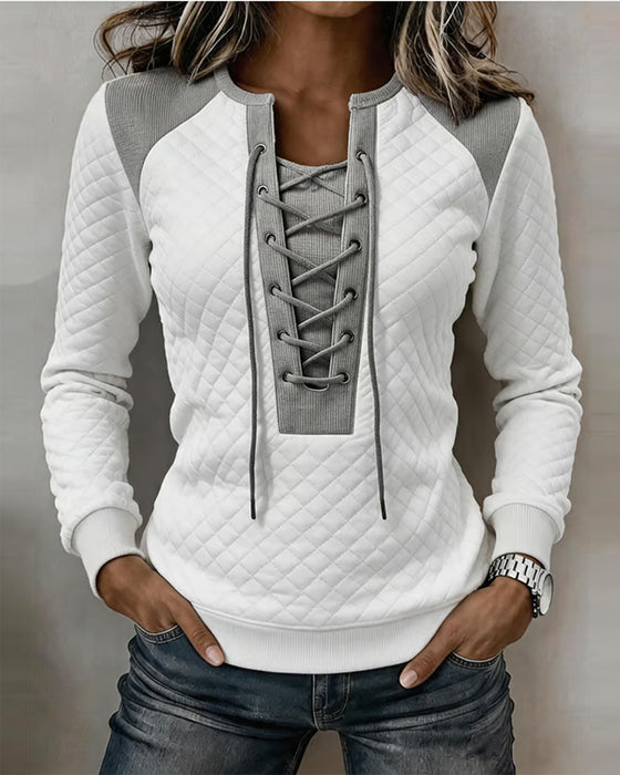 Sweatshirt Snøring Slimfit Farveblok