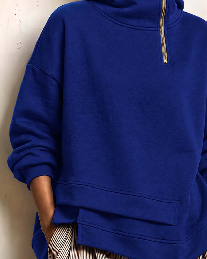 Sweatshirt Turtleneck Lynlås Uregelmæssig