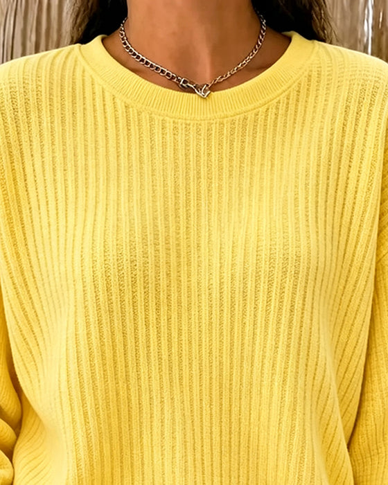 Sweatshirt Casual Ensfarvet Lang Ærme