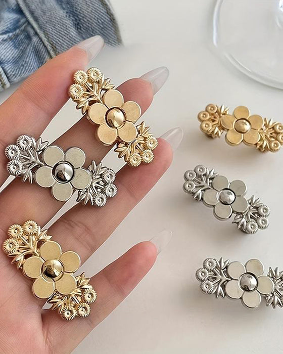 4-Delers Blomstermønstret Denim Bæltestrammer