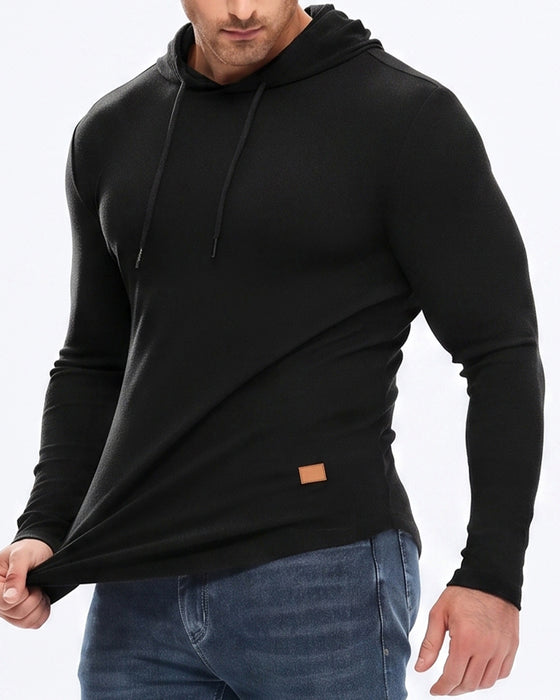 Herre Sweatshirt Ensfarvet Langærmet Hætte