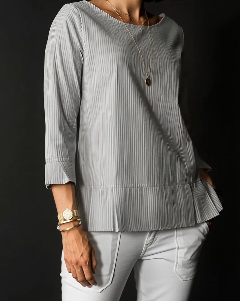 Top Stribet Rund Hals