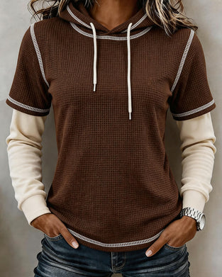 Hoodie Vaffel Farveblok 2 I 1