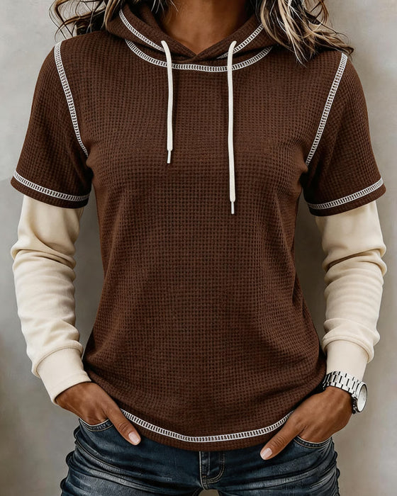 Hoodie Vaffel Farveblok 2 I 1