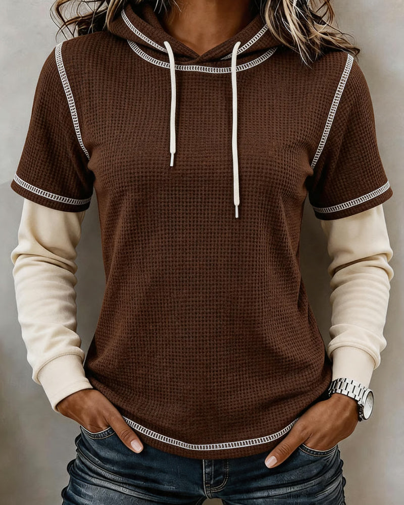 Hoodie Vaffel Farveblok 2 I 1