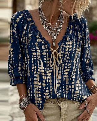 Bluse Bohemian Ruffle Bindebånd