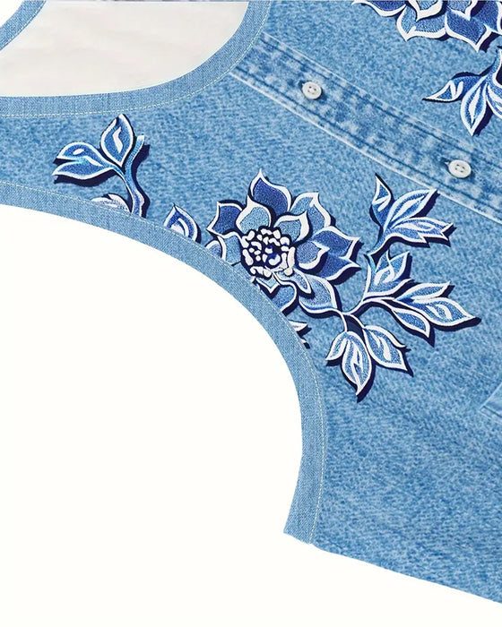 Kjole Ærmeløs Imitation Denim