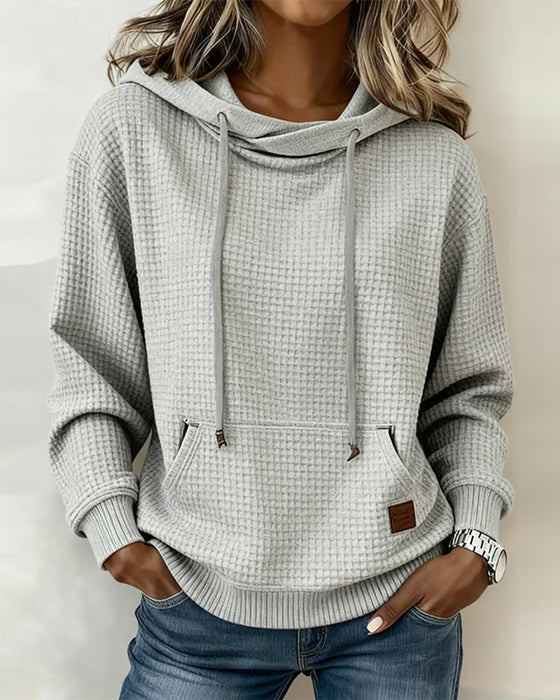 Sweatshirt Hætte Snor Vaffel