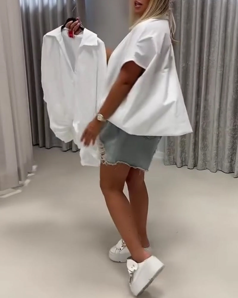 Bluse Krave Loose Fit Flagermusærme